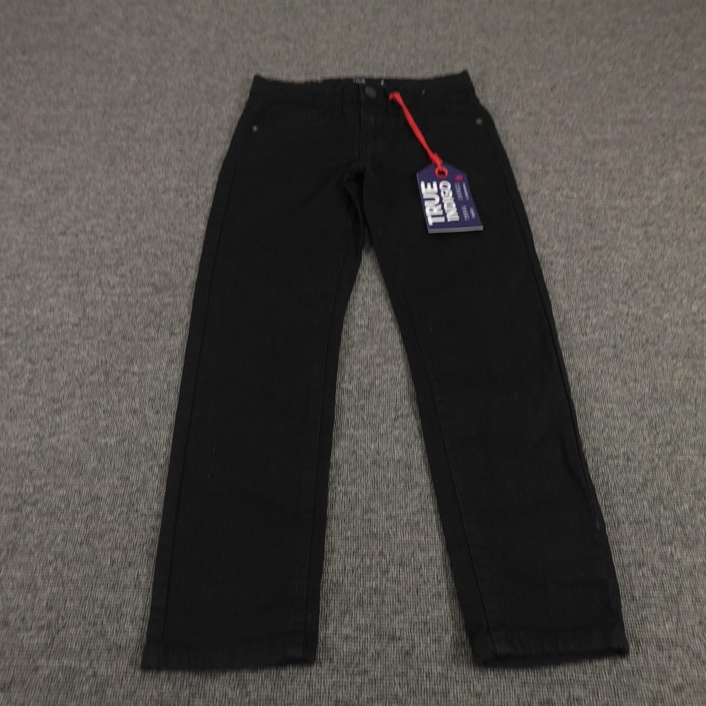 True‎ Indigo Jeans Youth 8 Black Straight Dark Wash Casual Denim T22-970B